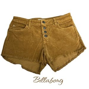 #9 Billabong Women’s Corduroy Shorts Frayed Cut Offs Button Fly Five Pocket